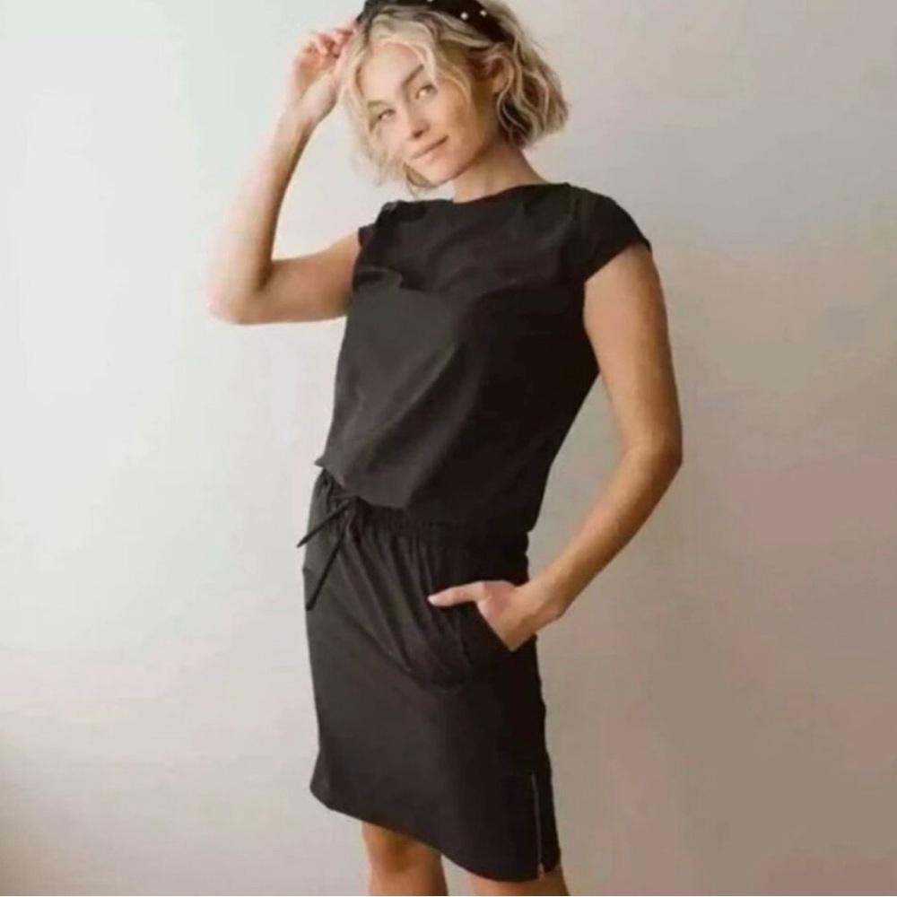 albion Fit Going Places Black Mini Dress with Pockets